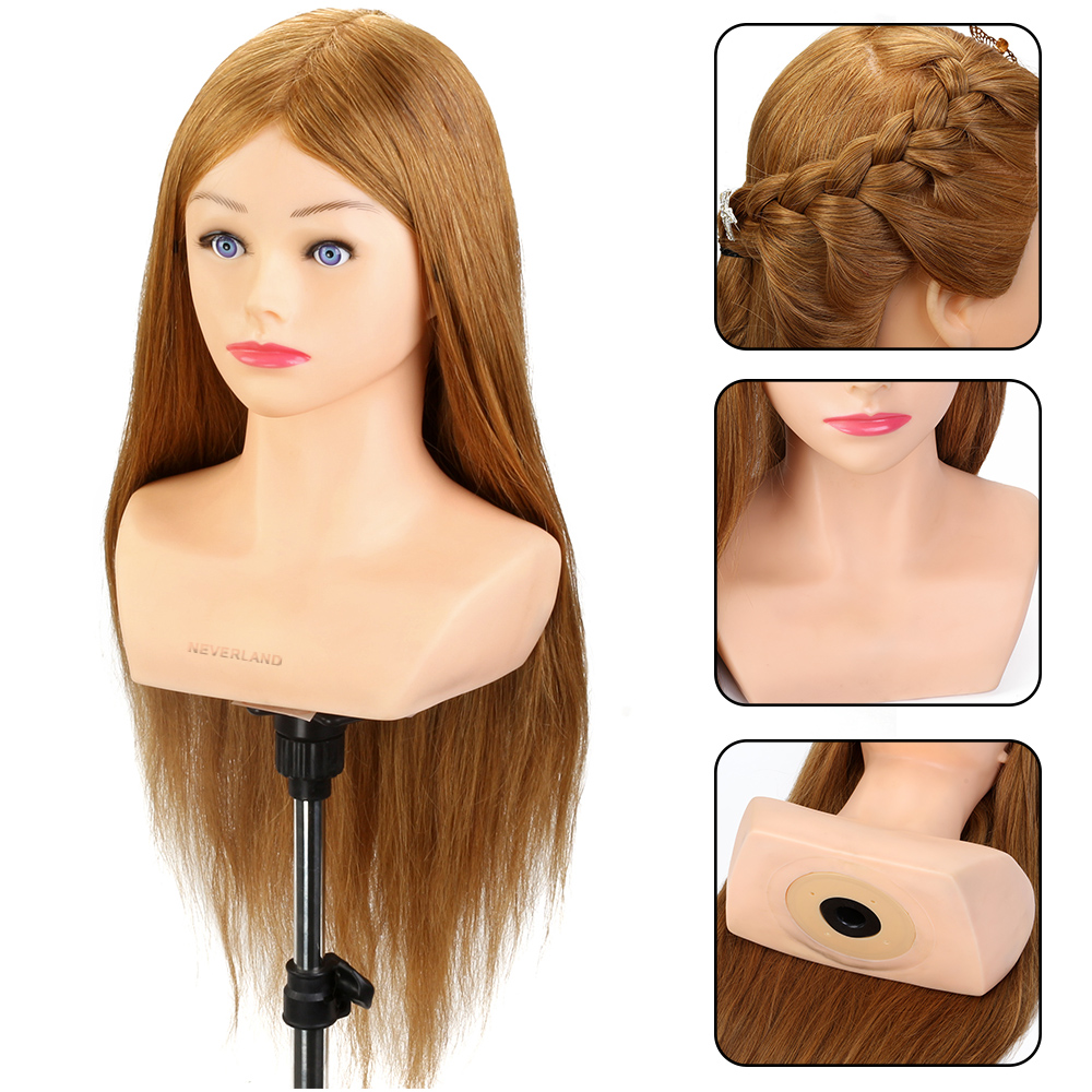 24 Inch 100% Real Hair Training Head Styling Doll Salon Hairdressing